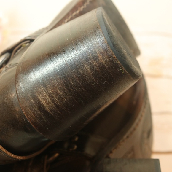 FRYE Boots Brown Leather Distressed Buckle Sz. 7.5 - Picture 4 of 8